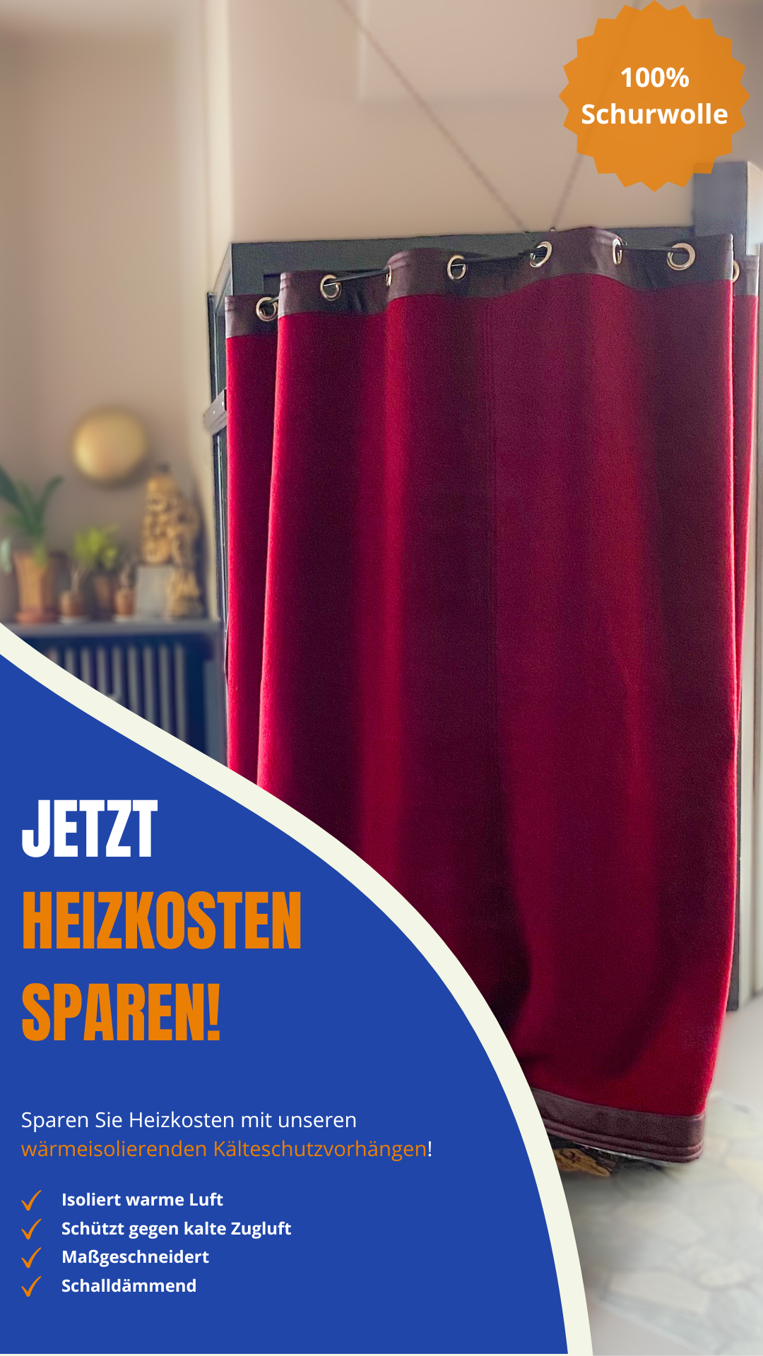 Heizkosten sparen mit Kälteschutzvorhang nach Maß